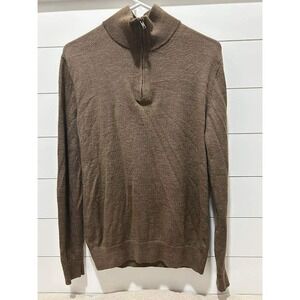 Banana Republic Mens Brown 100% Merino Wool Quarter Zip Sweater S Preppy